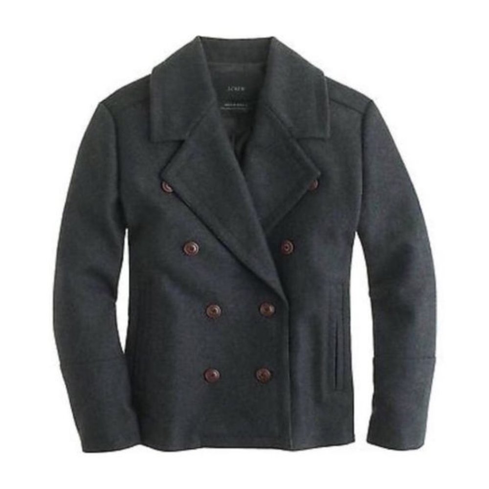 J. Crew Women's Charcoal Gray Wool Pea Coat